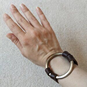 Andrianna Shamaris sterling silver and leather bracelet